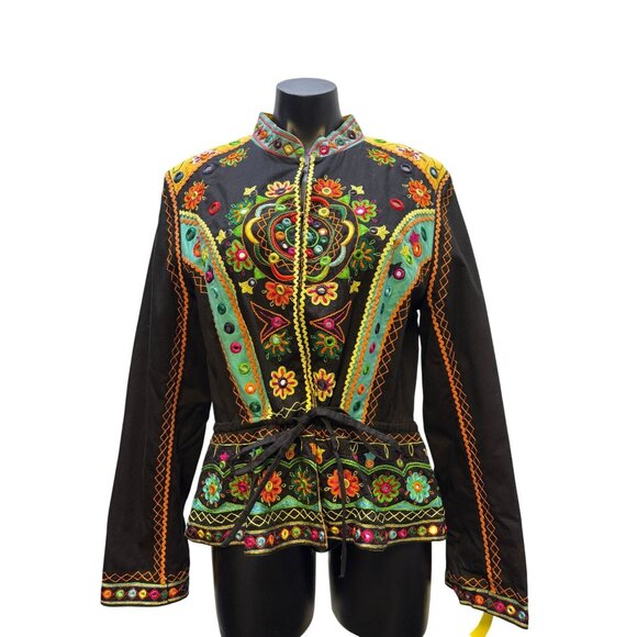 Double D Ranch Embellished Floral Jacket Black Multi-Color L - Picture 1 of 9